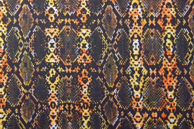 Bavlnený úplet s oranžovým hadím vzorom 63569