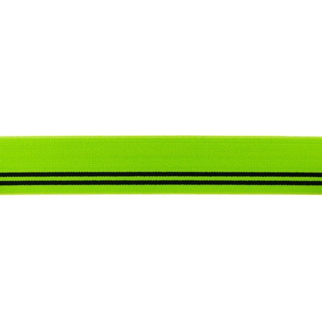 Bielizňová guma o šírke 30 mm v zelenej farbe s čiernym pruhom 453R-32189