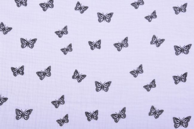 Mušelín v bielej farbe s potlačou motýlikov 04612/050