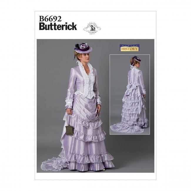 Strih Butterick na dámske historické šaty vo veľkosti 36-44 B6692-A5