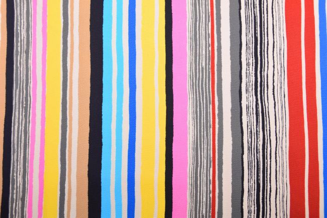 Strečová bavlna so vzorom farebných pruhov TF247