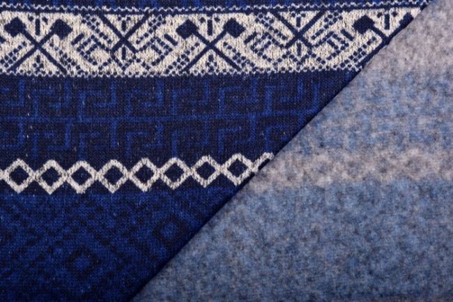 Pletenina s nórskym vzorom v modrých odtieňoch 03086/008