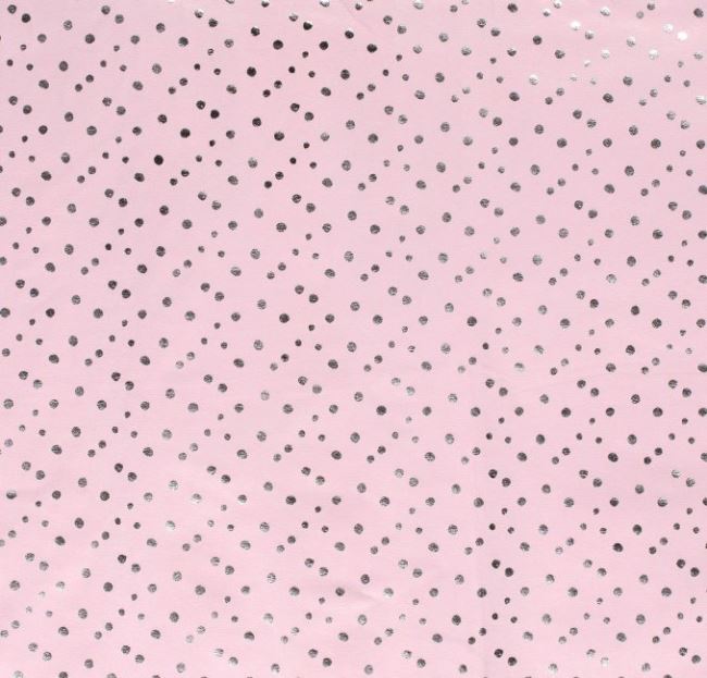 Bavlnený úplet ružovej farby s bodkami 13042/012