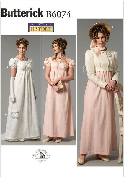 Strih Butterick na dámske historické šaty vo veľkosti 34-42 B6074-A5