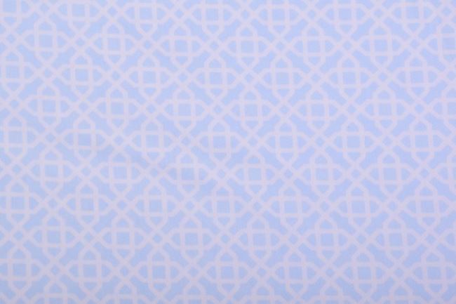 Strečová bavlna vo svetlo modrej farbe s ornamentmi 2065/002
