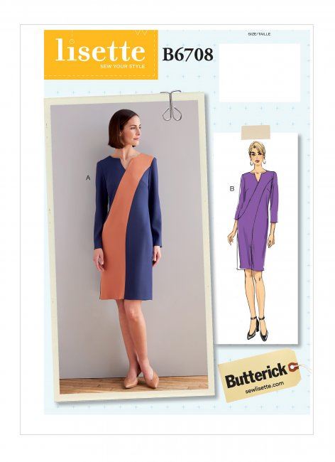Strih Butterick na dámske šaty voľného strihu vo veľkosti 44-52 B6708-E5