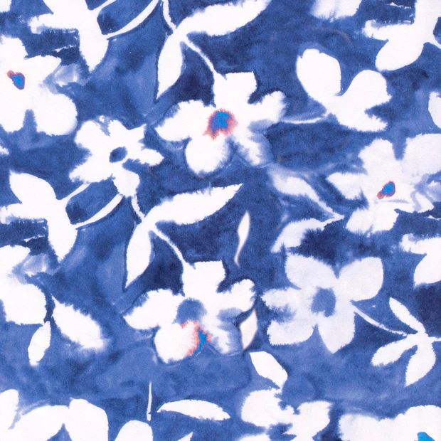 Bavlnený úplet s digitálnou potlačou batikovaných kvetín 21295/006