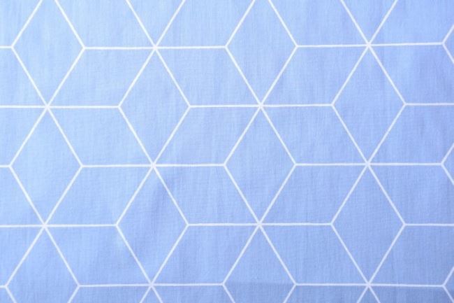 Bavlnená látka modrej farby s geometrickou potlačou 11107/003