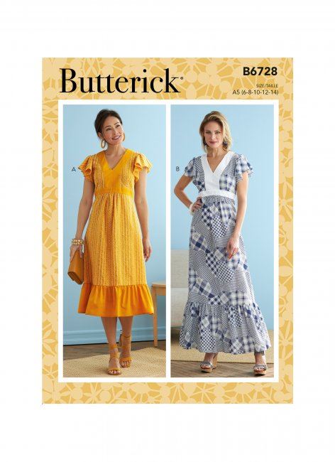 Strih Butterick na šaty vo veľ. 32-40 B6728-A5