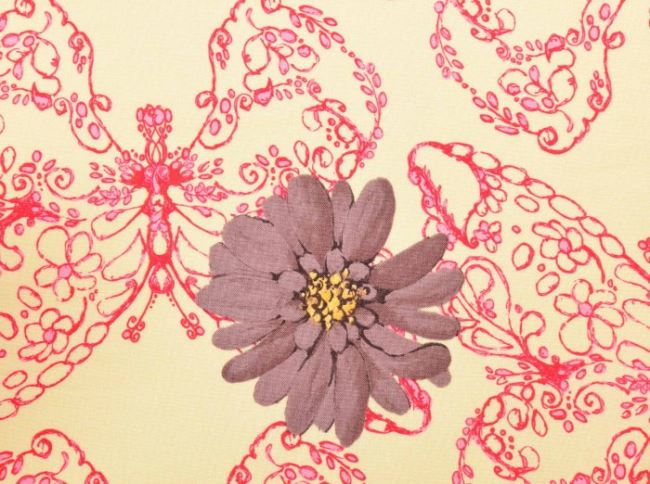 Americká bavlna na patchwork s motýlikmi a kvetmi 199PYOPM/79