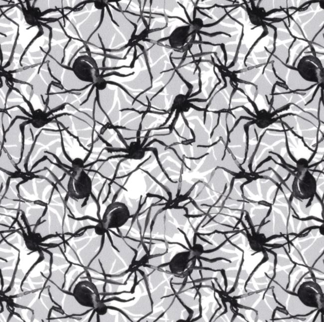 Úplet v šedej farbe s halloweenskou potlačou pavúka a pavučin 20852/061