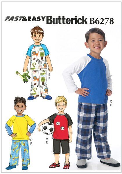 Strih Butterick na chlapčenské pyžamá vo veľkosti 116-134 B6278-CL