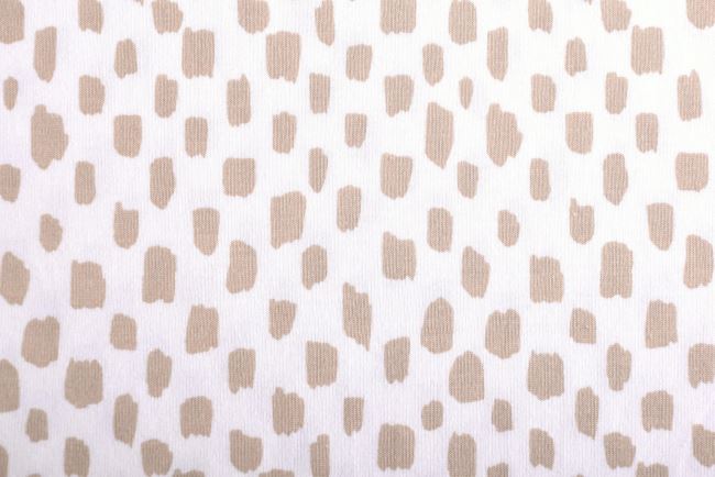 Bavlnený úplet v bielej farbe s geometrickým vzorom 65343