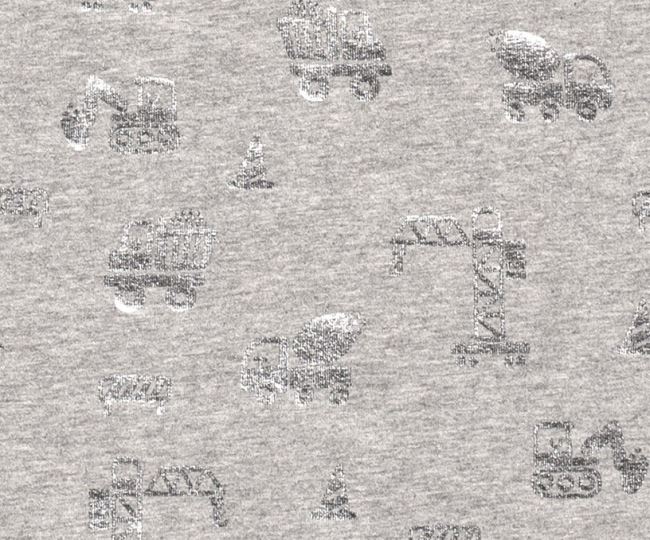 Bavlnený úplet v šedom melíre s fóliovou detskou potlačou 18164/063