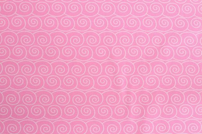 Bavlnený úplet svetlo ružový so vzorom vĺn 6461/11