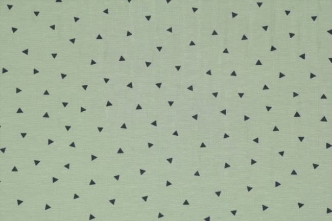 Bavlnený úplet v zelenej farbe s trojuholníkmi 65310