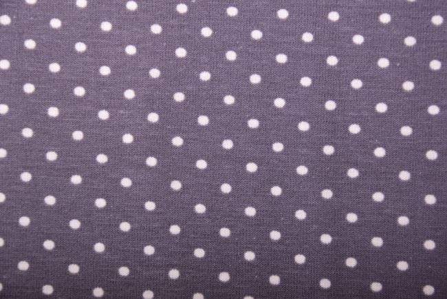 Bavlnený úplet v šedej farbe s potlačou drobných bodiek 11800/068