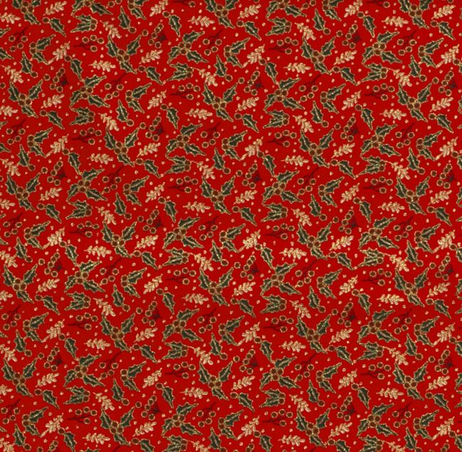 Vianočná látka z bavlny v červenej farbe s potlačou cezmíny 20721/015