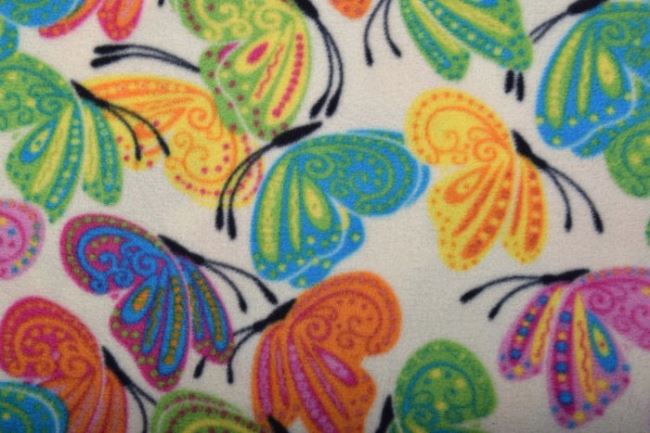 Fleece s motívom farebných motýľov 9485/051