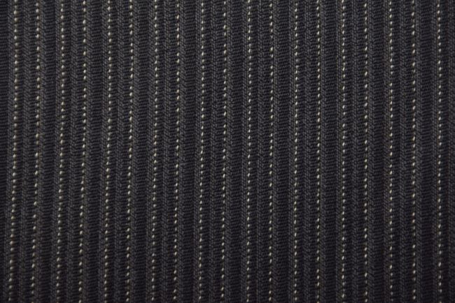 Obleková látka v čiernej farbe s tkaným vzorom jemné prúžky TI417