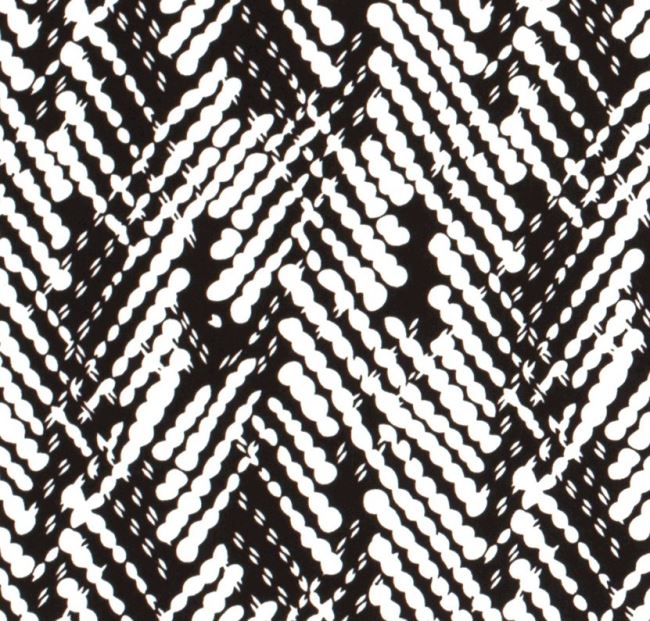 Viskózová látka v čiernej farbe s potlačou dlhých čiar 19048/069