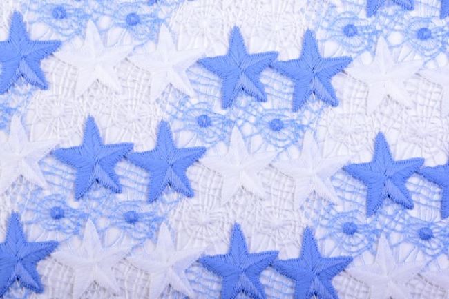 Čipka s tkaným vzorom modrých hviezd 5895/050-11