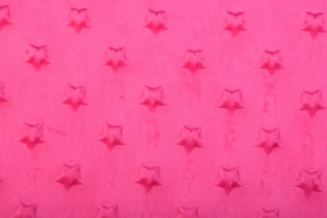 Minky fleece v tmavo ružovej farbe s hviezdičkami 61942