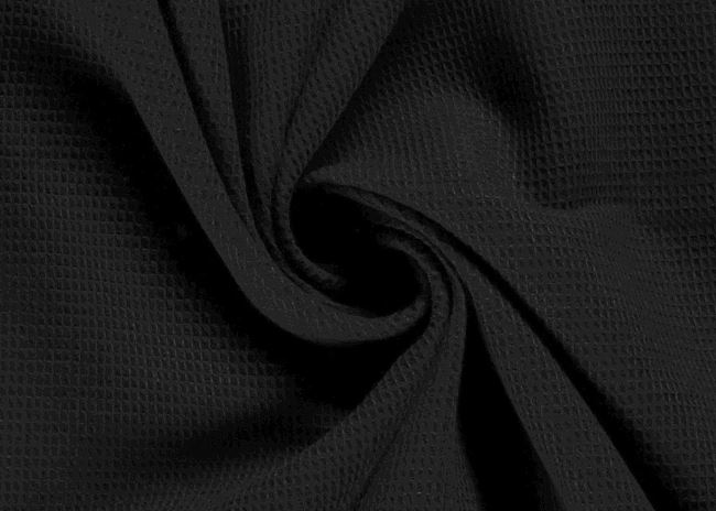 Vaflová bavlnená látka v čiernej farbe 02904/069