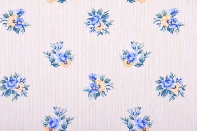 Americká bavlna na patchwork s jemnou prúžkou a kvetmi 199PYOPM/01