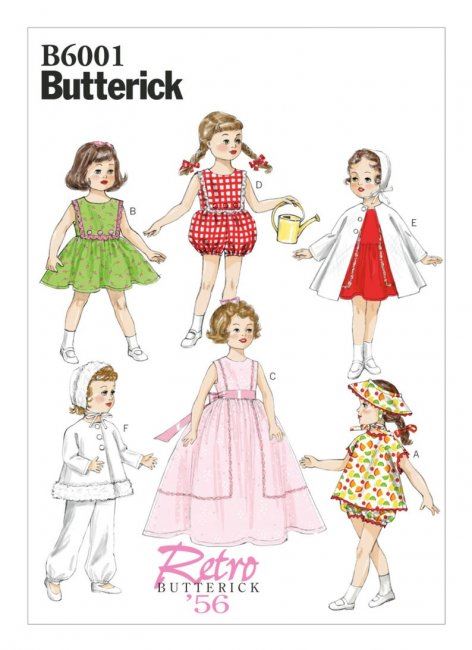 Strih Butterick na oblečenie pre detskú bábiku B6001/OSZ