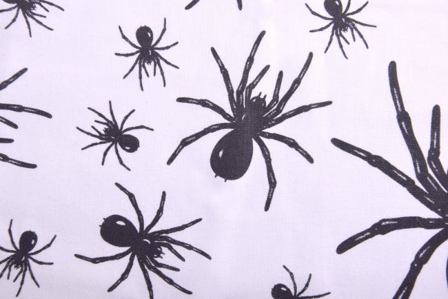 Bavlnená látka s halloweenskou potlačou pavúkov DL100