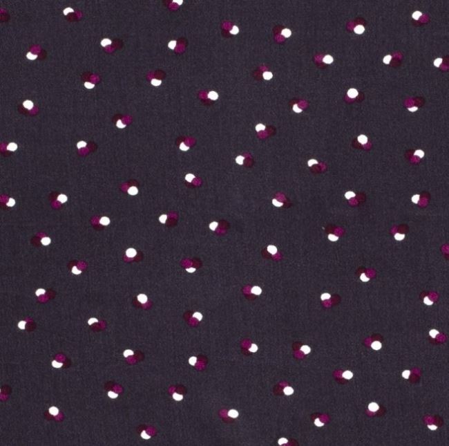 Viskózová látka tmavo fialovej farby s bodkami 12378/068