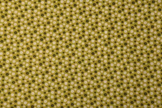 Zelená bavlnená látka s potlačou drobných kvetov 128.747.3009