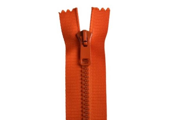 Kostený oranžový zips s plastovým jazdcom o dĺžke 16 cm I-3K0-14-036