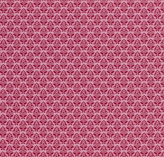 Popelín vo svetlo ružovej farbe s potlačou ornamentov 19710/011