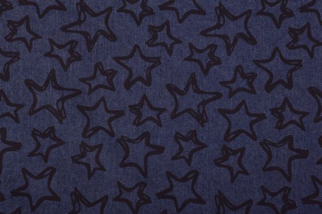 Košeľová riflovina v modrej farbe s potlačou hviezd 2113/008