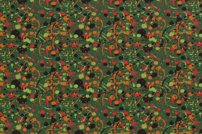 Bavlnený úplet v zelenej farbe s potlačou prskancov 19640/028
