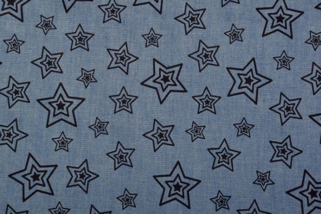 Košeľová riflovina v modrej farbe s potlačou hviezd 2039/003