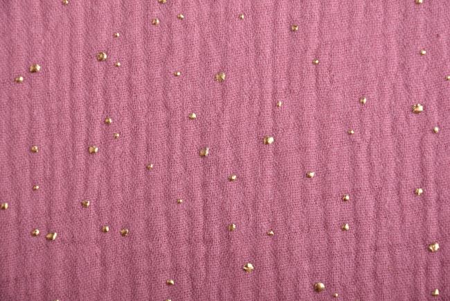 Mušelín v ružovej farbe so zlatými bodkami 183263