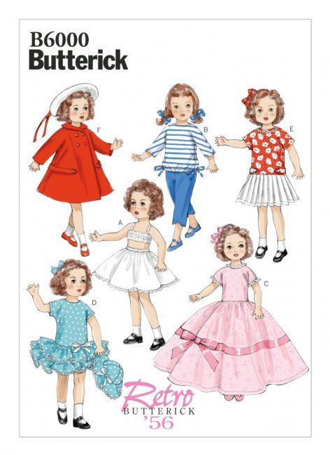 Strih Butterick na oblečenie pre detskú bábiku B6000/OSZ