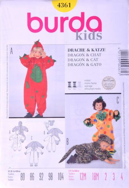 Karnevalový detský strih na modely pre malé deti 4361