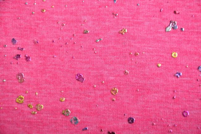 Alpenfleece v ružovom melíre s farebnými kvapkami 19350/875