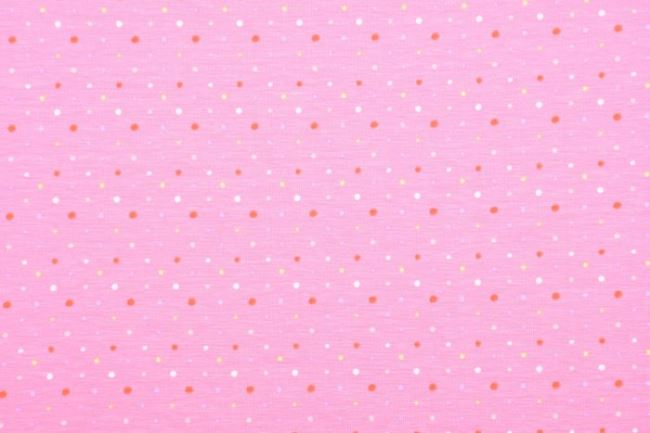 Bavlnený úplet ružovej farby s bodkami 131.638.3004