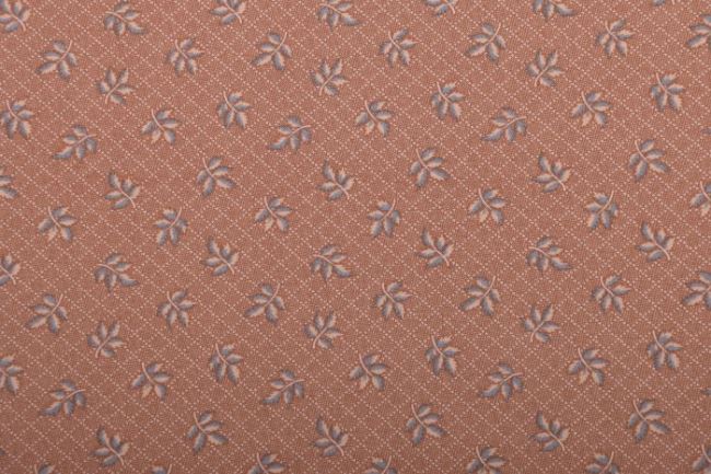 Americká bavlna na patchwork z kolekcie Hickory Road v hnedej farbe s listami 38061-24