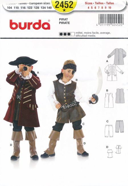 Strih na detský pirátsky kostým 2452