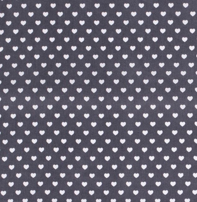 Bavlnená látka v šedej farbe s potlačou srdiečok 01264/068