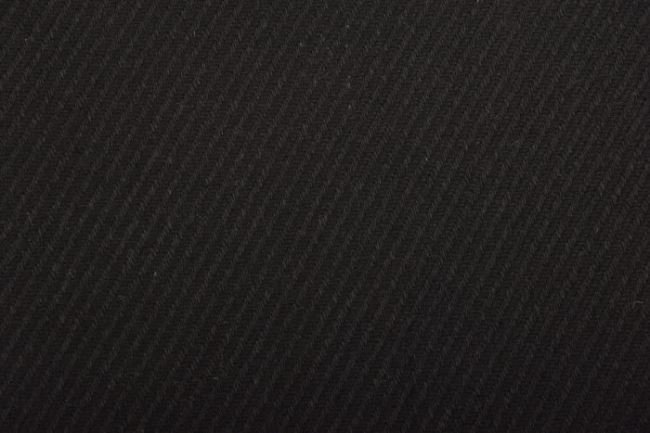 Kabátová látka v čiernej farbe so šikmými pruhmi K300