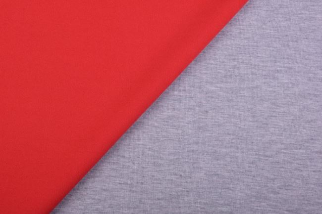 Obojstranná kostýmová látka červená so svetlo šedou farbou 12535/425