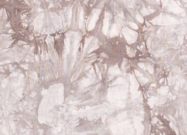 Viskózová látka s prímesou ľanu s batikovanou šedo hnedou potlačou 13180/052