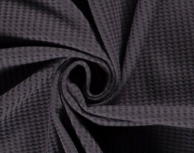 Bavlnený úplet v tmavo šedej farbe s motívom tkanej kocky 16554/068